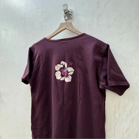 VTG Crazy Fish || Sheath Jersey Pocket Tee Dress Hibiscus Hawaiian Med - Picture 8 of 9